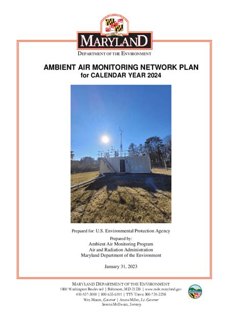 Fillable Online Mde Maryland Ambient Air Monitoring Network Plan For