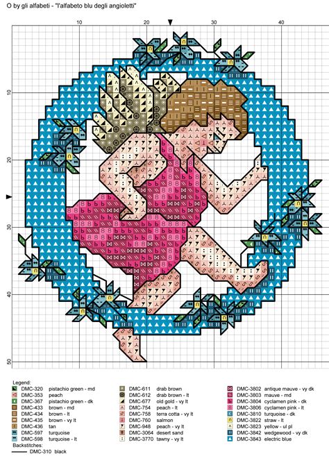 Alfabeto Blu Degli Angioletti O Cross Stitch Alphabet Counted Cross