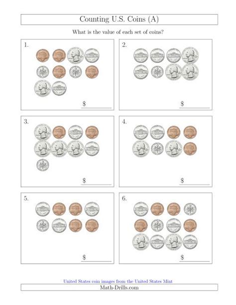 Counting Us Coins A Worksheets Library