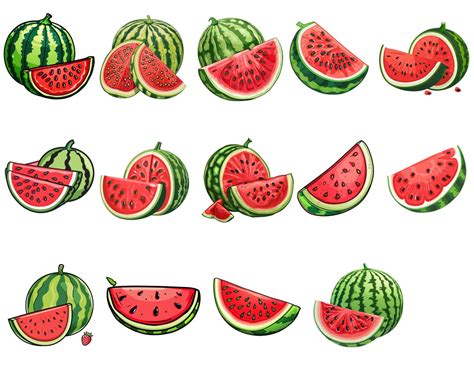 watermelons clipart set watermelon  png digital print fruit decor