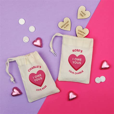 Personalised Bag Of I Owe You Love Tokens Postbox Party