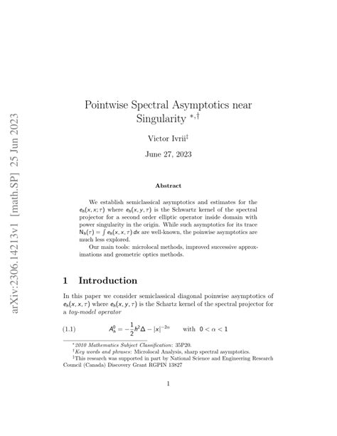 Pdf Pointwise Spectral Asymptotics Near Singularity