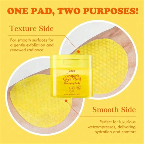 KOEC Kojic Acid Turmeric Cleansing Pads 60 PCS, Helps Balance Skin Oil