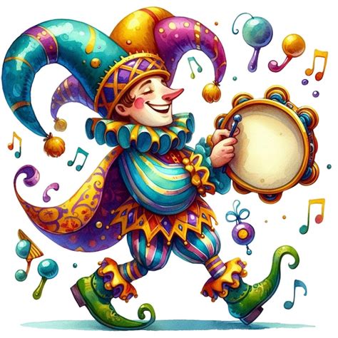 Premium Photo Watercolor Mardi Gras Jester Clipart