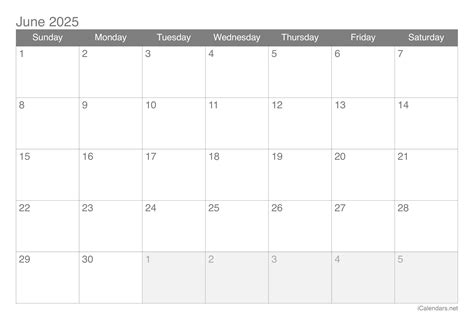 june calendar page printable 1