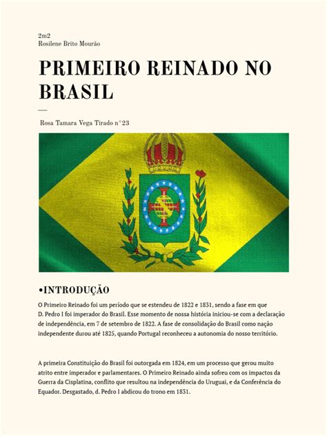 Resumo do Primeiro Reinado no Brasil | PDF | Brasil | Monarquia
