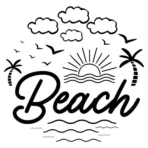 Premium Vector | A beach with a palm tree and the word beach on it