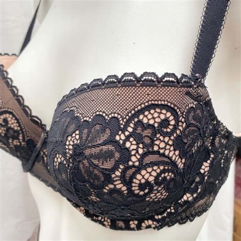 Womens C Pleasure State White Label Underwire Bra Nude Colour With Black Lace S