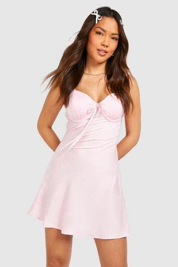 Pink Satin Dresses Boohoo Uk