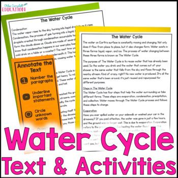 Water Cycle Informational Text & Activities | Science Based Close Reading