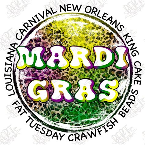 Mardi Gras Sublimation Design Leopard Circle Png Carnival Sayings Png