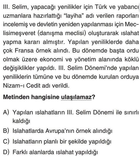 Osmanl Devleti Nde Islahat Hareketleri Test Z S N F Sosyal