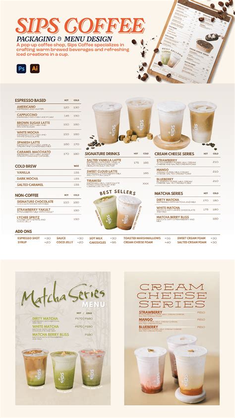 SIPS COFFEE SHOP MENU DESIGN :: Behance