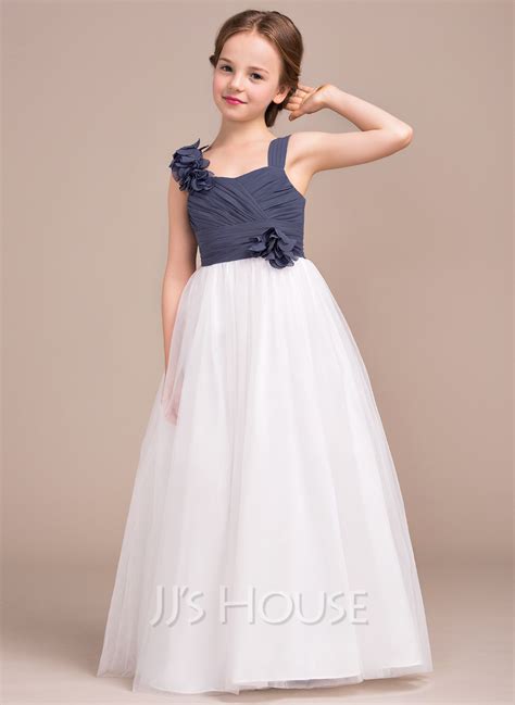 A Lineprincess Sweetheart Floor Length Chiffon Tulle Junior Bridesmaid