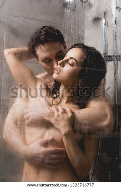 Naked Handsome Man Attractive Woman Hugging Stock Photo Edit Now 1323716777