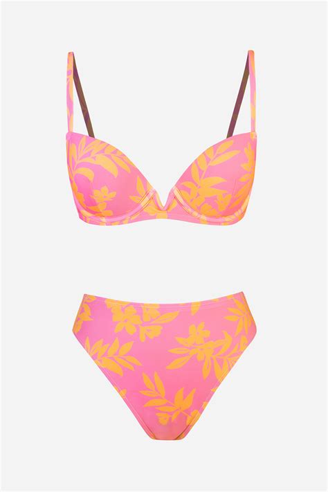 X Stassie Tropical Plume Underwire Top Cheeky Bikini Set