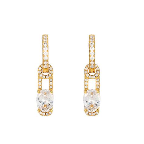 Gold Cubic Zirconia Hoop Earrings - TTT Jewelry