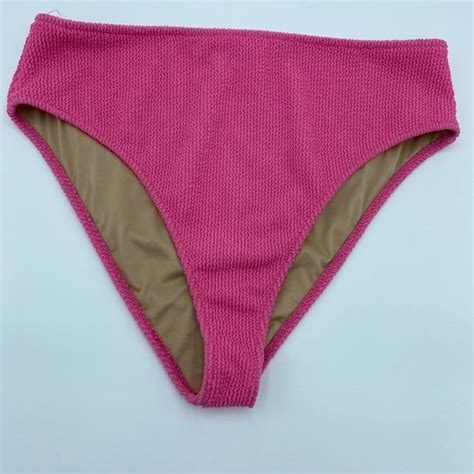 Shade Shore Swim Shade Shore Pink Textured Highrise Cheeky Bikini Bottom Large Poshmark
