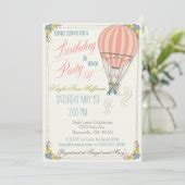 Hot Air Balloon Birthday Party Invitation Invitation Zazzle