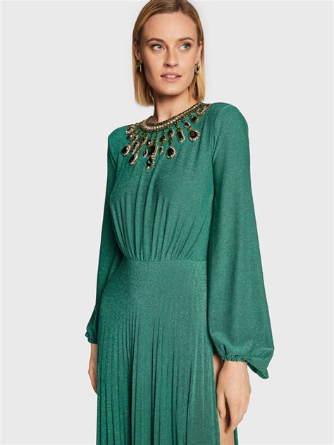 Elisabetta Franchi Rochie de seară AB 260 27E2 V700 Verde Regular Fit