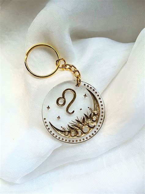 Zodiac Keychain Astrology Gold Boho Pendant Capricorn Aquarius