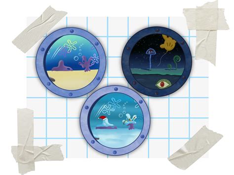 Spongebob Window Into Bikini Bottom Sticker Spongebob Porthole Original Spooky Holiday Etsy