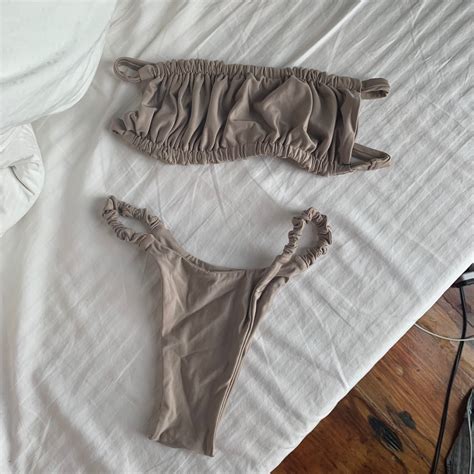 Nude Custom Swimsuit Tube High Cut Bikini Ruched On Carousell
