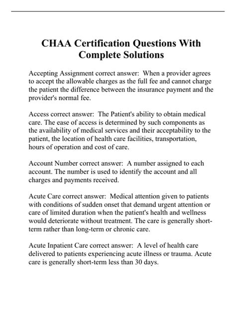 CHAA Certification Questions With Complete Solutions - CHAA - Stuvia US