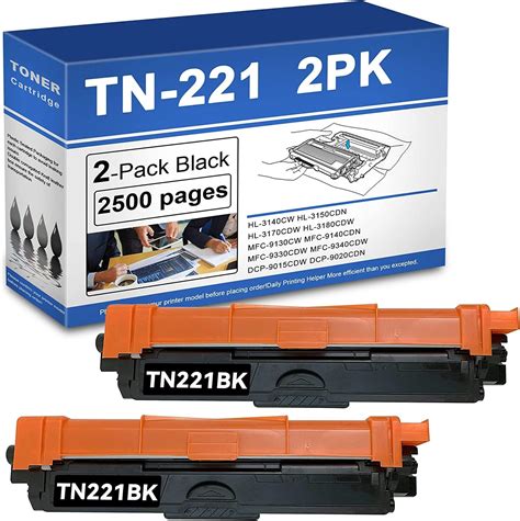 Amazon.com: (2 Pack) TN221 Compatible TN-221BK Black Toner Cartridge ...