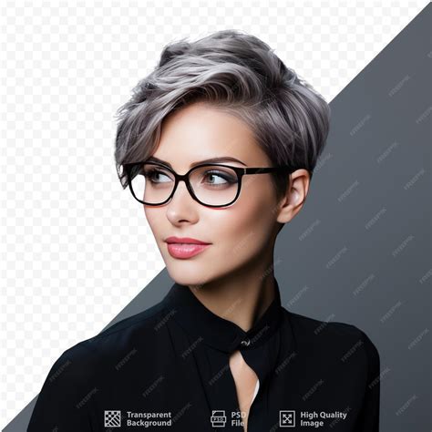 Premium Psd A Woman Wearing Glasses And A Black Shirt With A Black