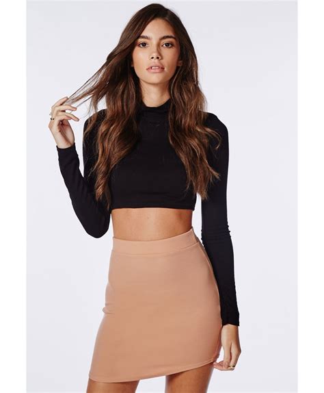 Ponte Curve Hem Mini Skirt Nude Mini Skirts Body Con Skirt Women