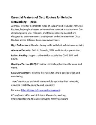 Upgrade Your Network With Cisco Routers Inexa Pdf