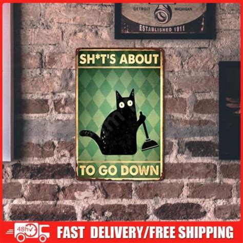 Cartoon Black Cat Metal Plate Tin Sign Plaque For Bar Pub Club Cafe