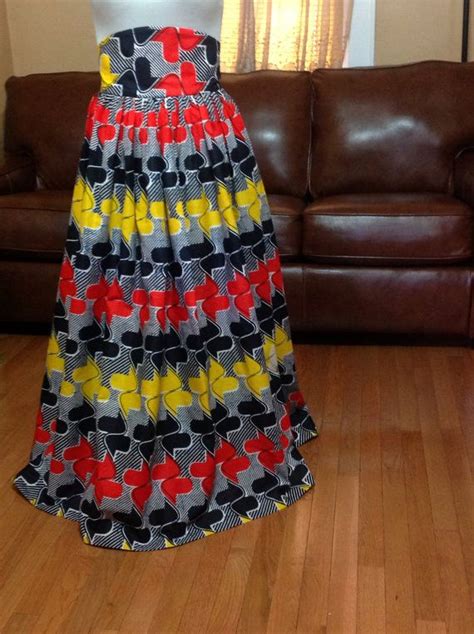 African Inspired High Waist Maxi Skirt With Laced Up Back African Print Maxi Skirt African