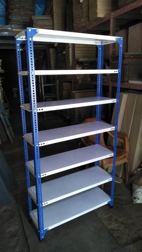 Steel MS Powder Coated Slotted Angle Racks Load Per Layer 500 Kg At