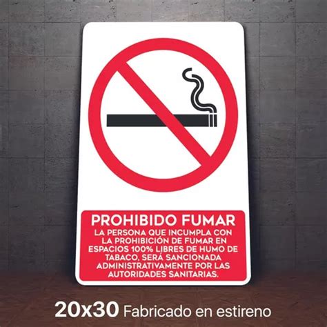 Señalamiento Prohibido Fumar Ley Sanitaria Letrero 20x30