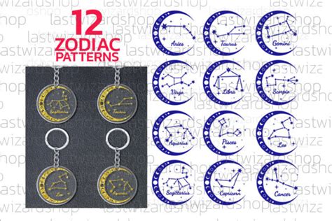 12 Zodiac Signs Keychain Svg Horoscope Graphic By Lastwizard Shop