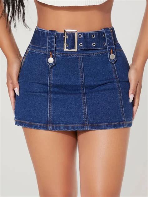 Outfit Jeans Denim Mini Skirt Outfit Rock Outfit Womens Skirt High