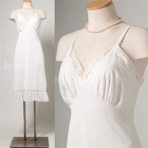 Vintage Lingerie Vintage White Lace Dress Vintage White Slip Vintage S Dress White Dress