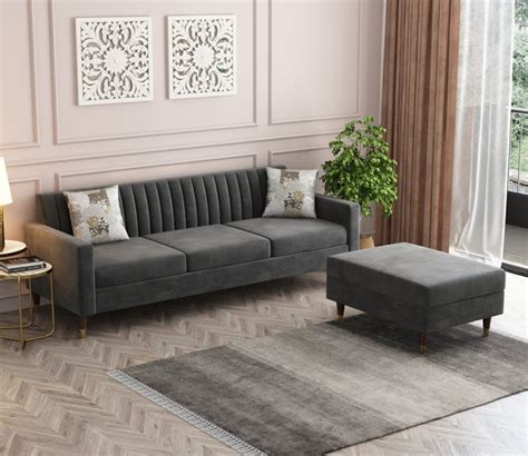 Buy Everett L Shape Fabric Sofa Velvet Graphite Grey At 27 OFF