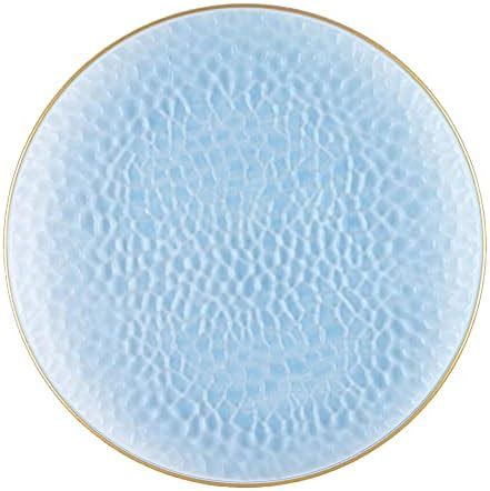 Ecoquality Inch Round Hammered Translucent Blue Plastic Plates With