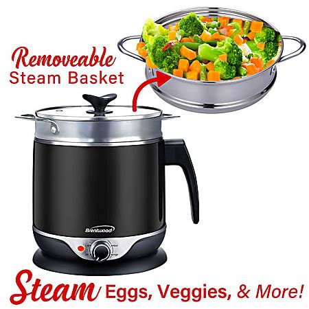 Brentwood Stainless Steel Cordless Electric Hot Pot Cooker And Food Steamer Qt Black