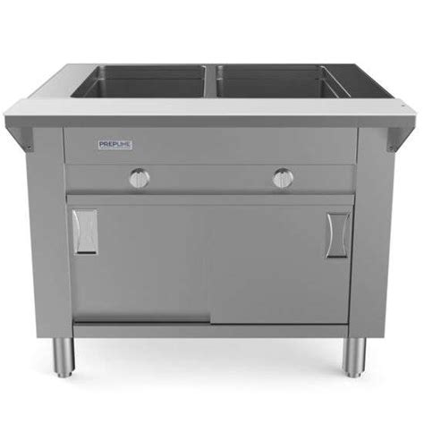 Prepline Five Well Gas Hot Food Steam Table With Enclosed Base And Sliding Doors Resturant