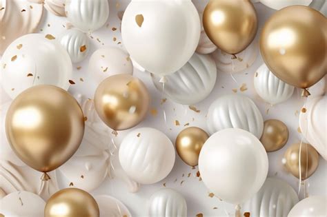Белые и золотые шары на белом фоне | Премиум Фото