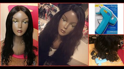 Hot Glue Wig W Lace Closure Tutorial Youtube