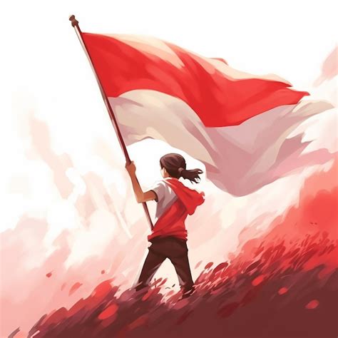 Premium Ai Image Indonesias Independence Day Celebration Mengibarkan