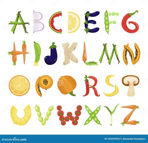 Food Alphabet Tasty Set, Font Typography Collection Stock Vector ...