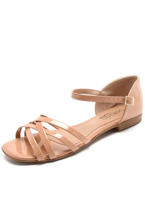 Sandália Rasteira Beira Rio Verniz Nude Compre Agora Dafiti Brasil