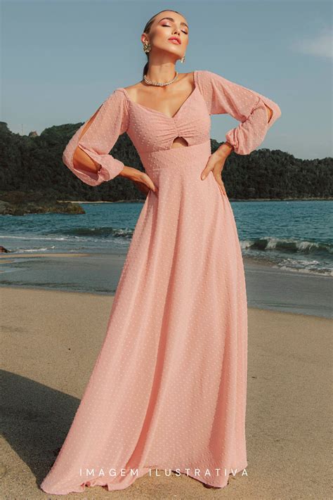 Vestido De Festa Vestido De Festa Rosa Nude Longo Camila Ladydress