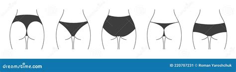 Different Types Of Panties Collection Of Lingerie Back View Stock
